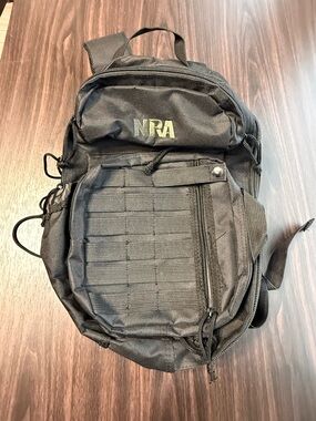 Black Tactical NRA Sling Backpack - Compact MOLLE Carry